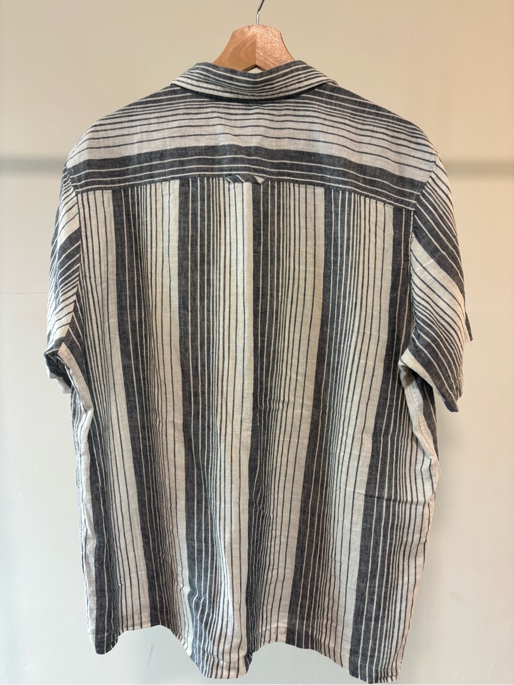 Sun + Stone Short-Sleeve Vertical Stripe Button-Down Shirt - Black & White - Picture 7 of 9